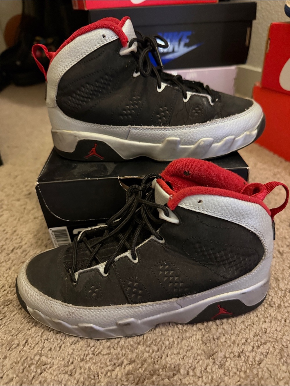 Jordan 9 Johnny Kilroy Kids' Black/White/Red High-Top Basketball Shoes
